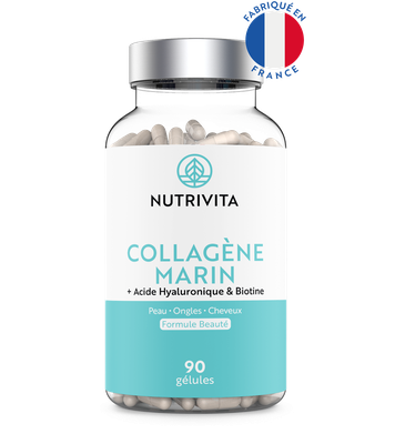 Nutrivita Collagène Marin + AC Hyaluronique & Biotine - 90 gélules