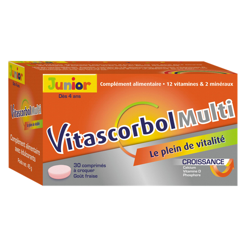 Vitascorbol Multi Junior Goût Fraise 30 comprimés