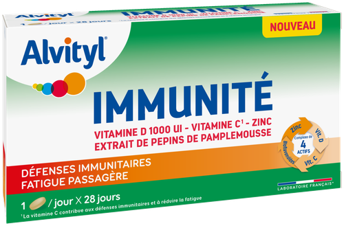 Alvityl - Box immunité - Vitamines D,C, Zinc, extrait de pépins de pamplemousse